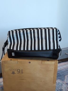 Beis Black & White Striped Travel Dopp Kit